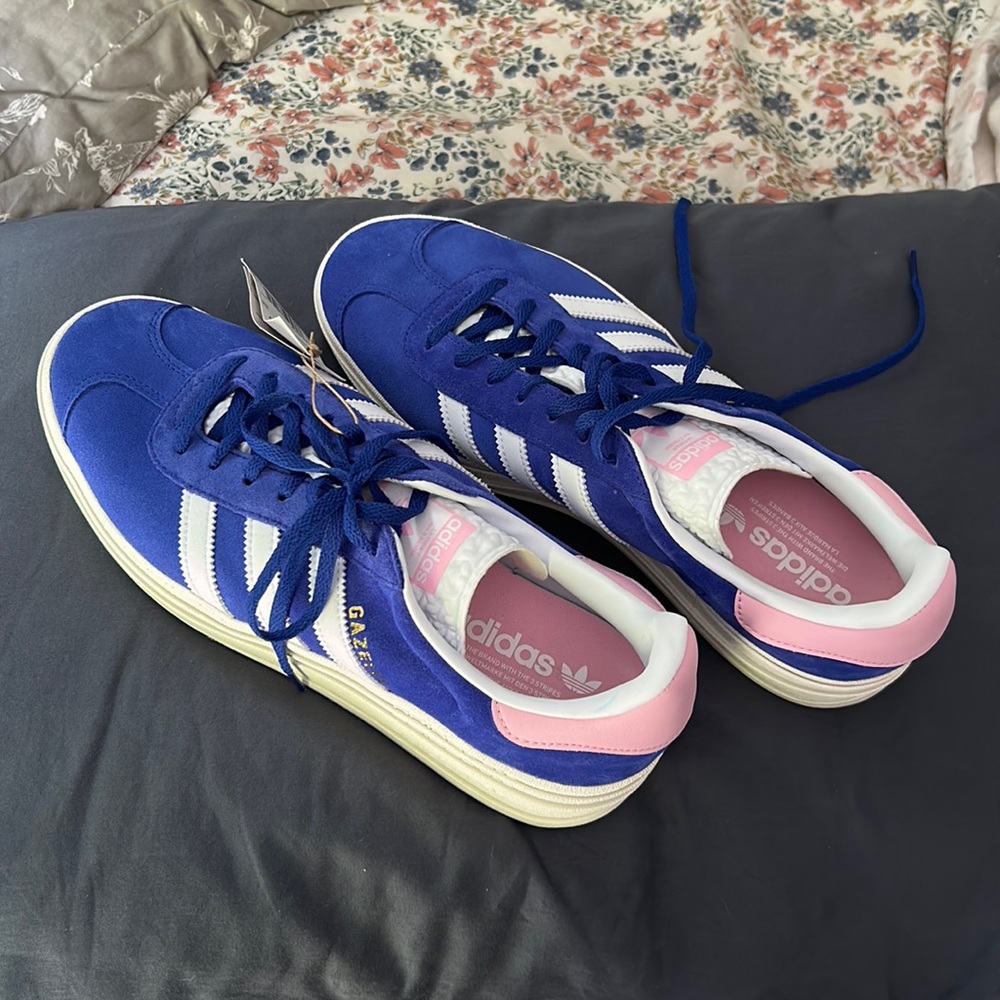 Adidas gazelle platform bright blue sneakers